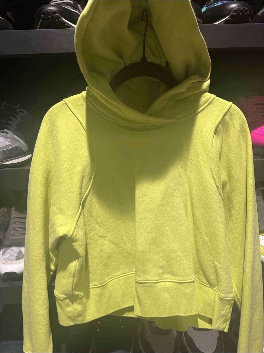 lululemon athletica Neon Lime Cowl Hooded Sweater